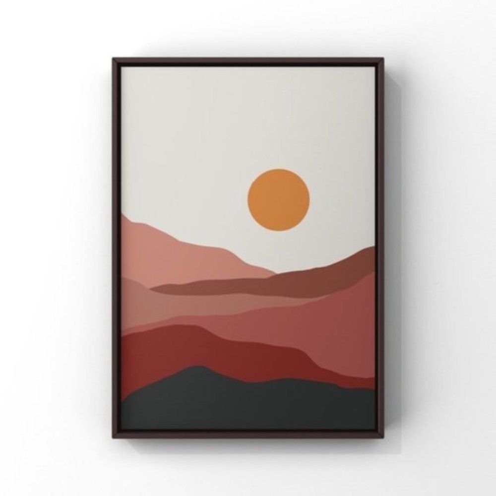 Modern minimalist boho moon & mountain art print
